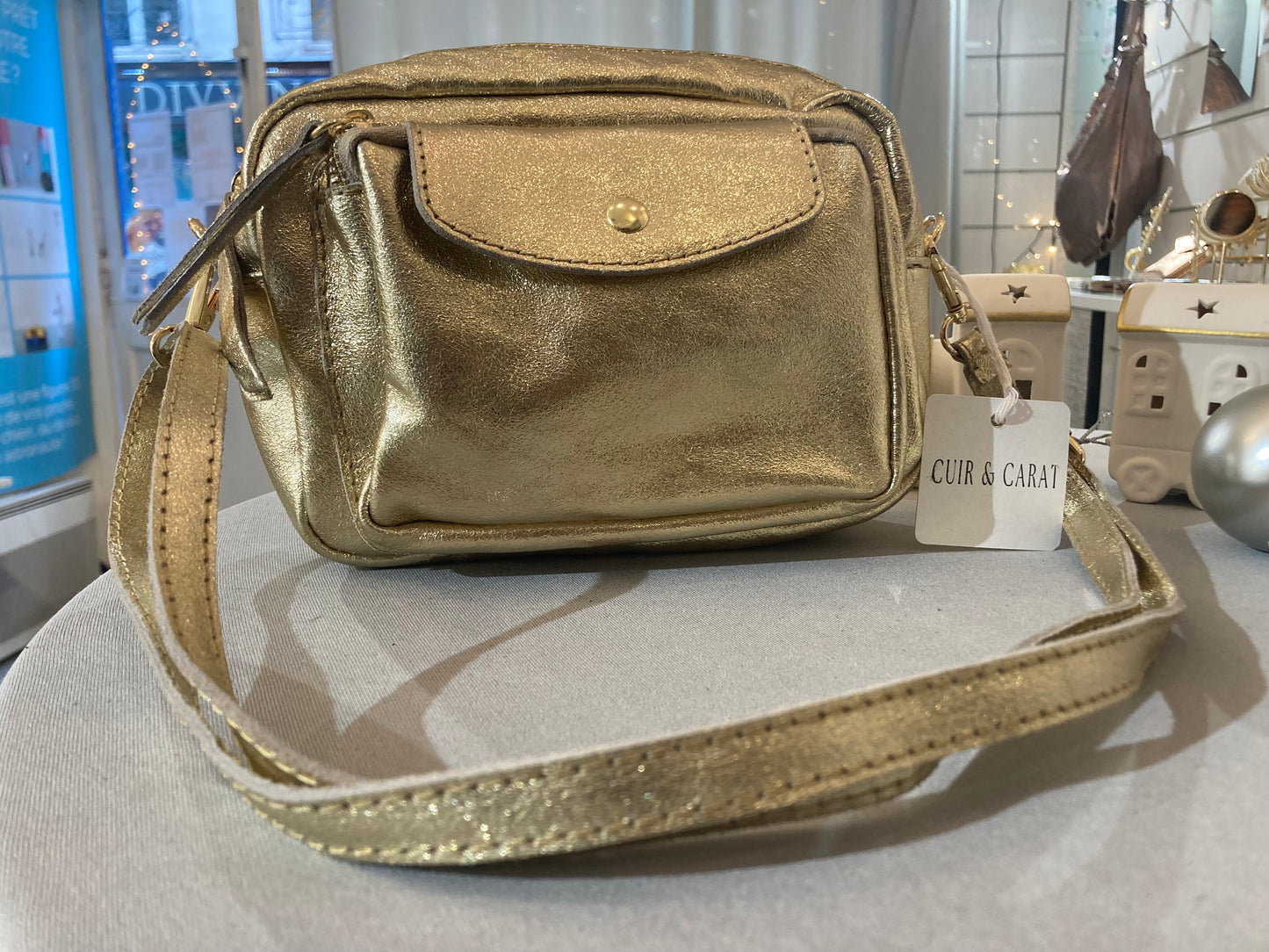 Sac bandoulière en cuir irisé