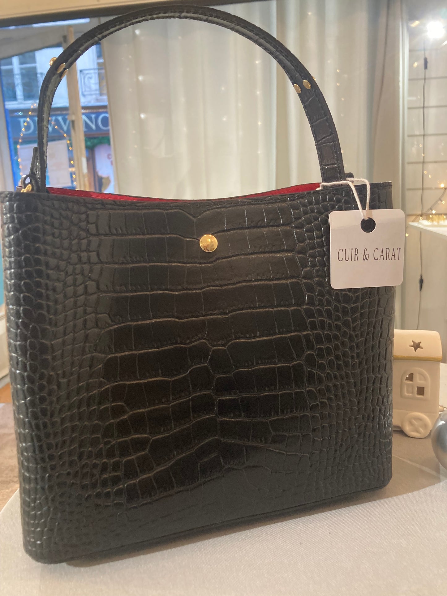 Sac en cuir de vachette effet croco