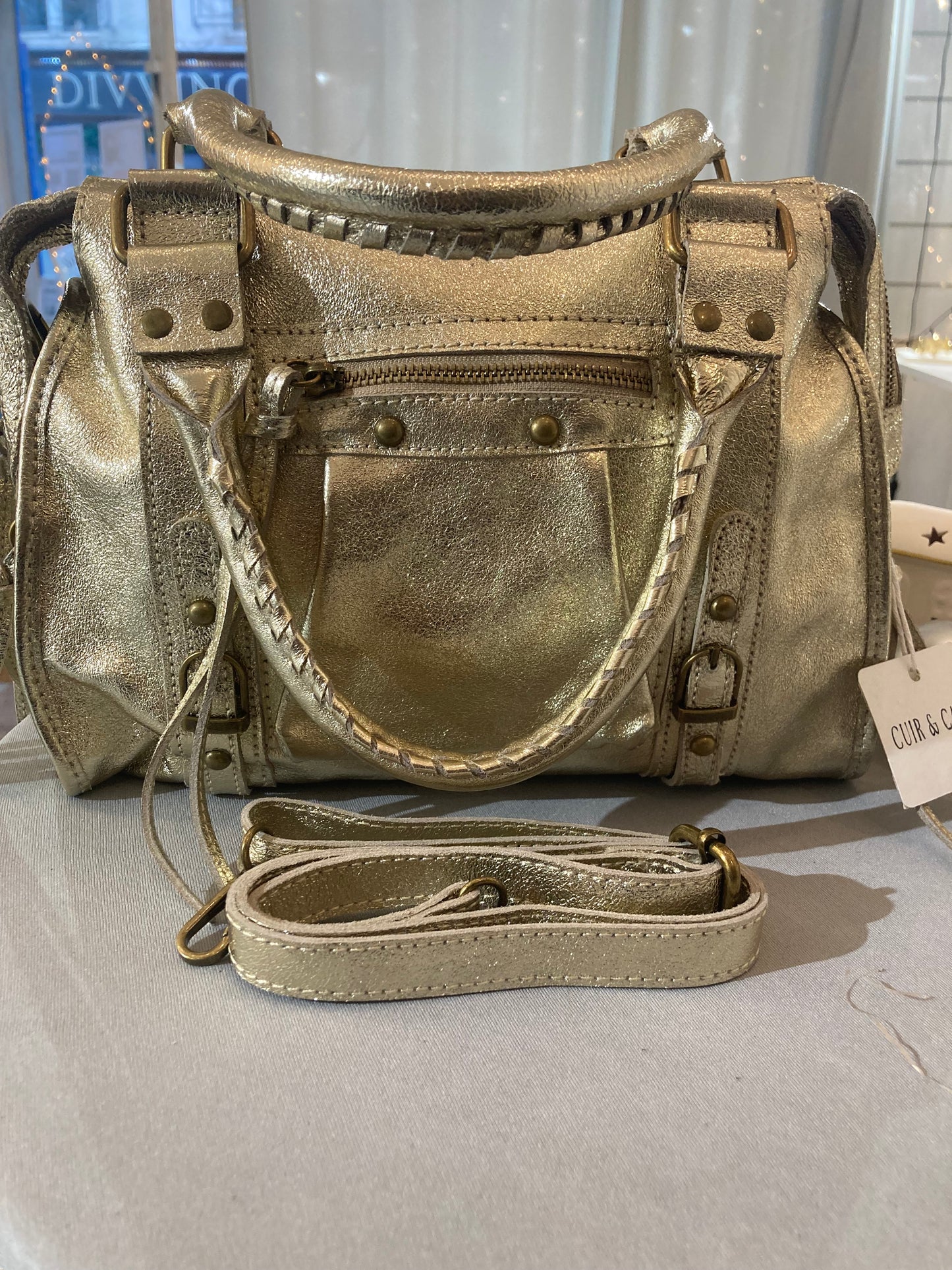 Sac en cuir irisé medium