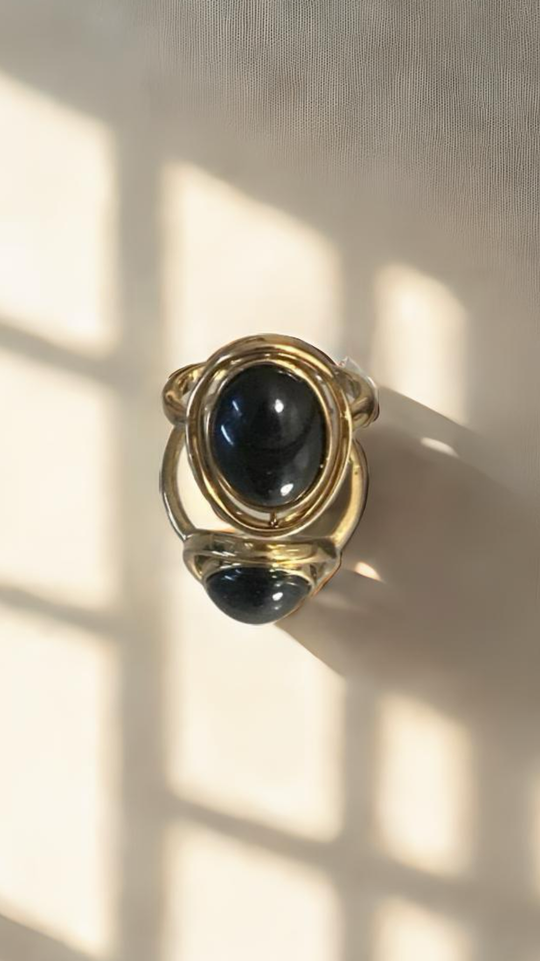 Bague perle noire en acier inoxydable